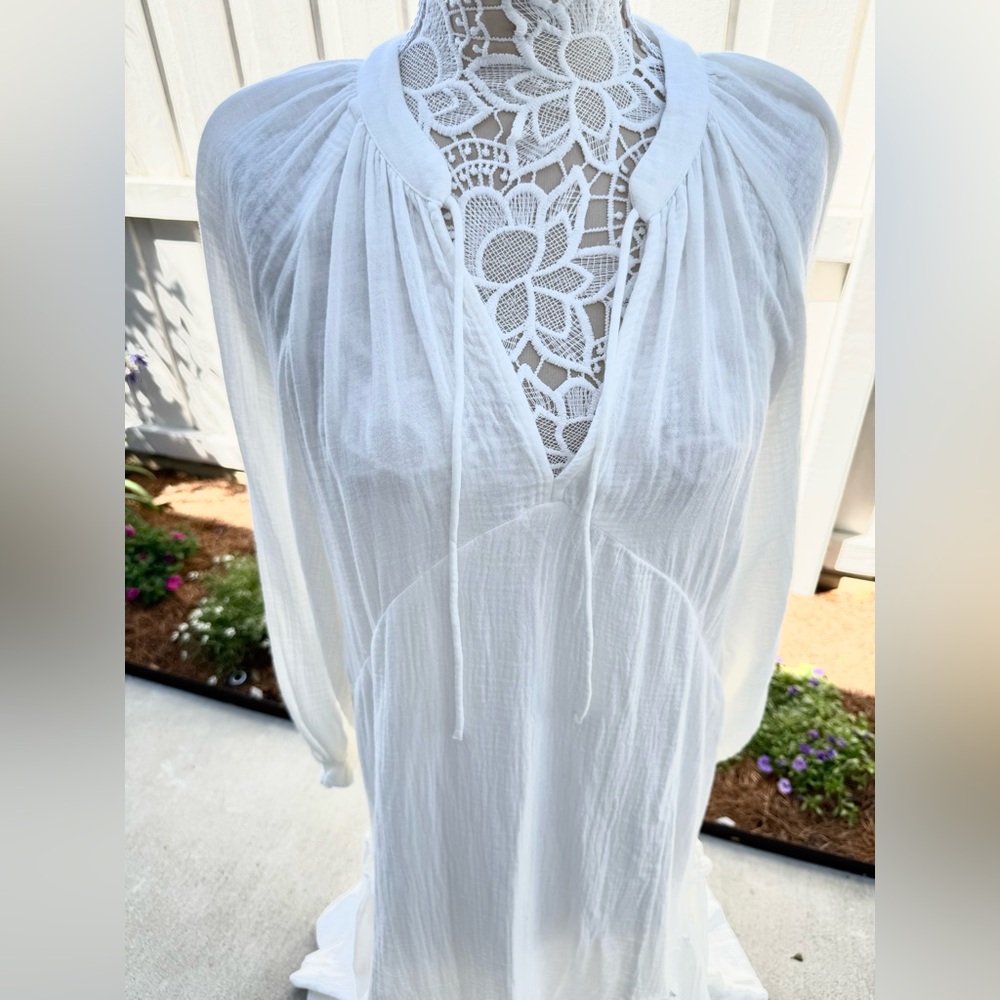 H & M White Gauze Maxi Dress L - Picture 8 of 16